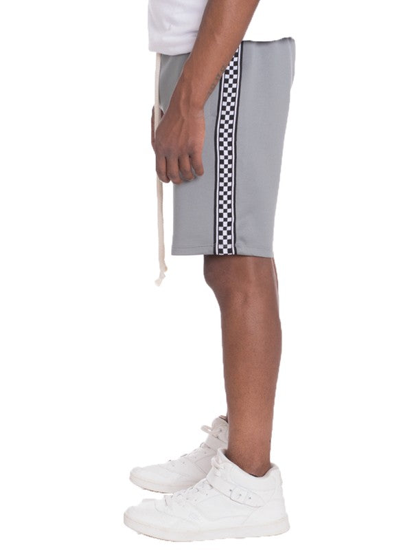 Weiv Mens Checkered Stripe Track Shorts