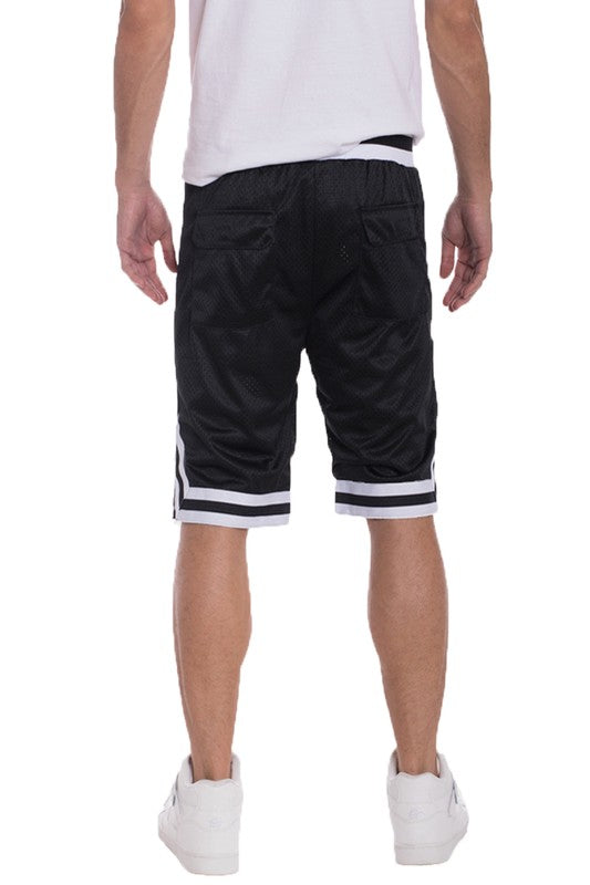 STRIPED BAND SOLID BASKETBALL SHORTS