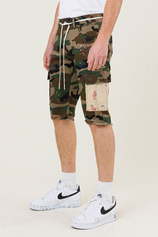 Flowers Patch Camo Cargo Short