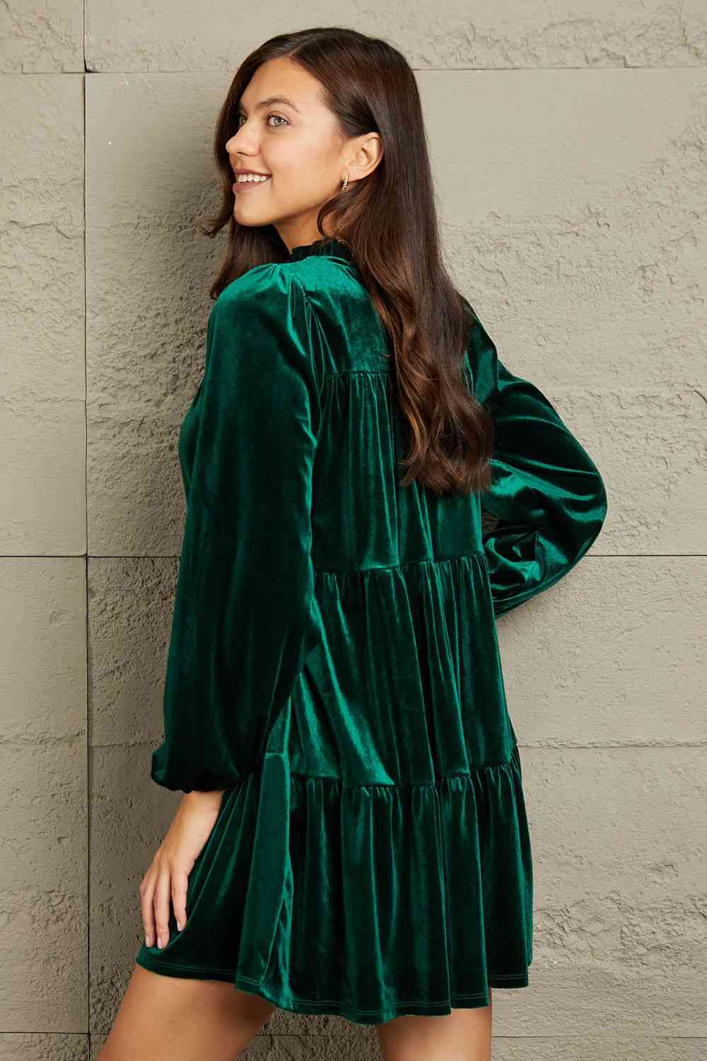 GeeGee Full Size Velvet Tiered Dress