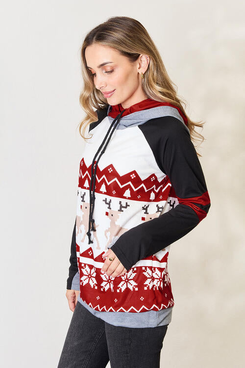 Sudadera con capucha de manga larga con cordón navideño de tamaño completo de Double Take