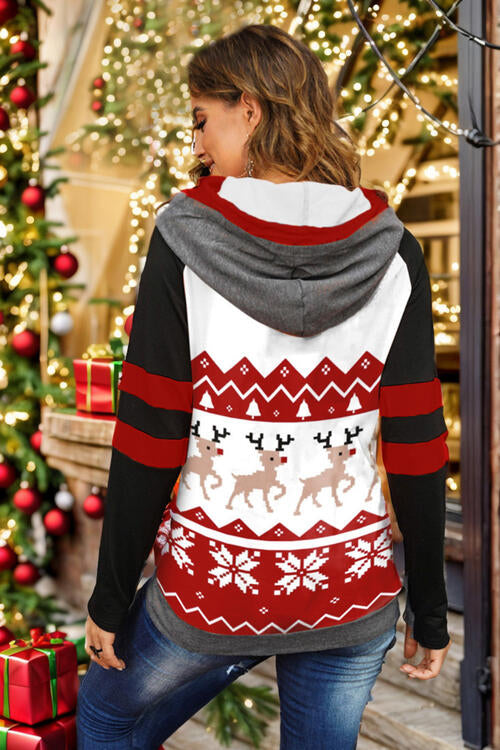 Sudadera con capucha de manga larga con cordón navideño de tamaño completo de Double Take