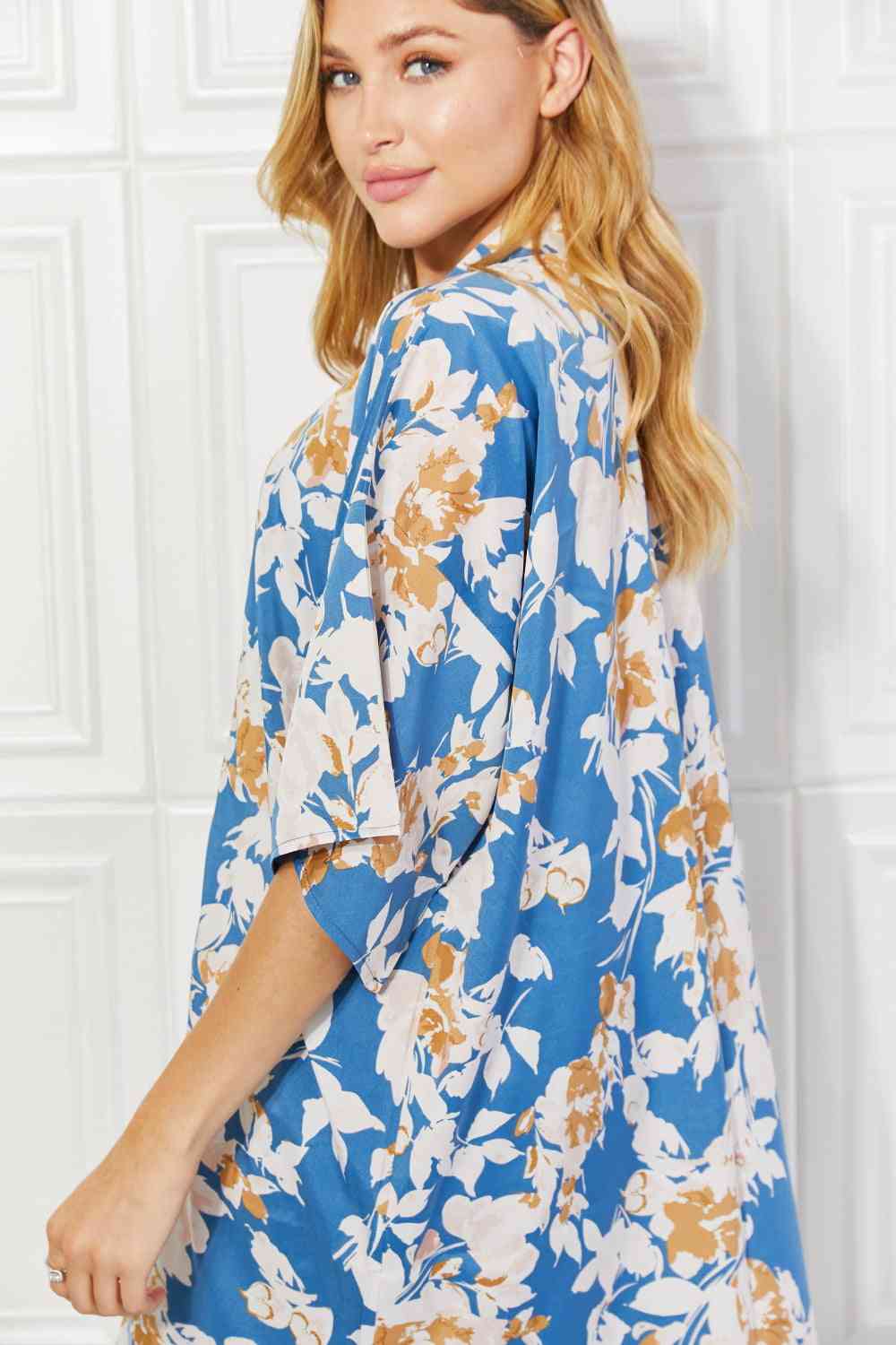 Justin Taylor Time To Grow Floral Kimono in Chambray